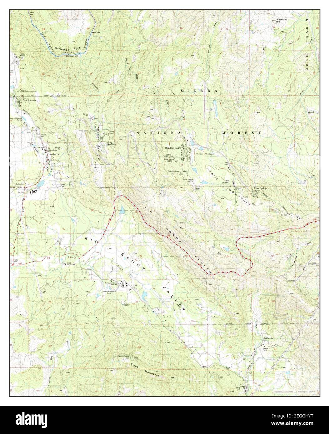 Auberry, California, map 1983, 124000, United States of America by Timeless Maps, data U.S
