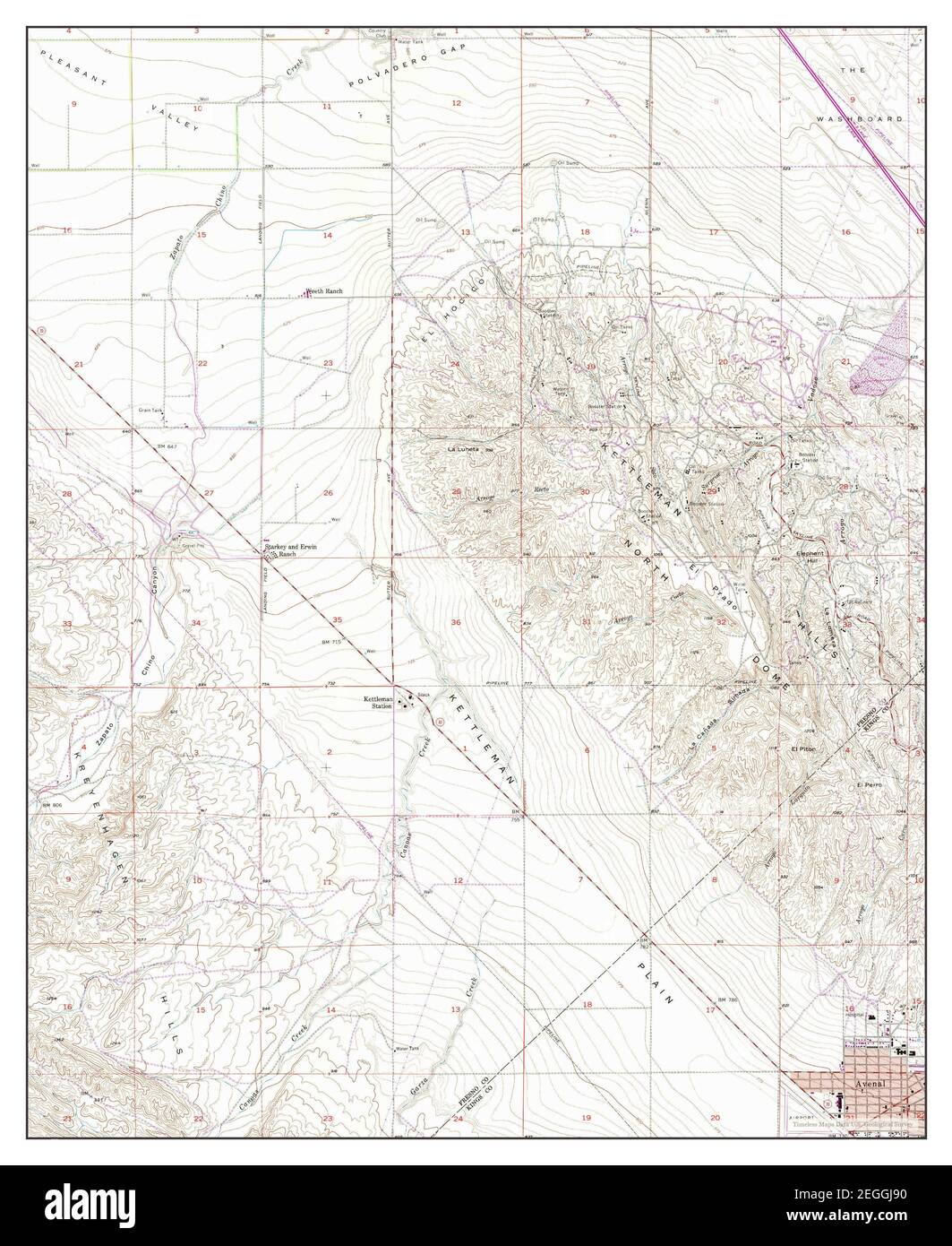 Avenal, California, map 1954, 1:24000, United States of America by Timeless Maps, data U.S. Geological Survey Stock Photo