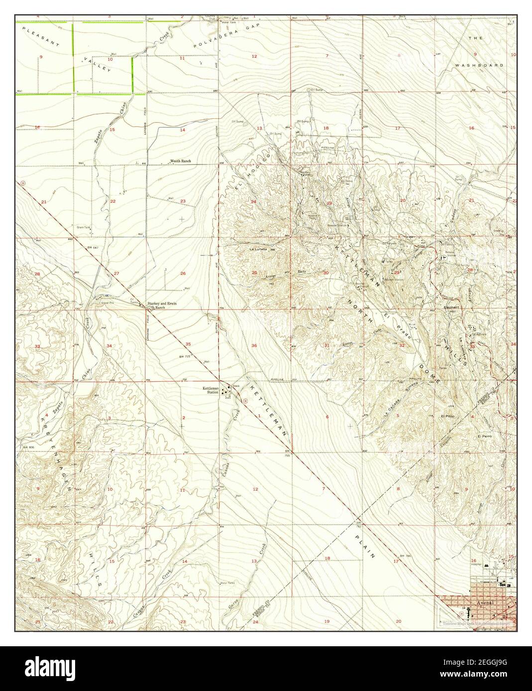 Avenal, California, map 1954, 1:24000, United States of America by Timeless Maps, data U.S. Geological Survey Stock Photo