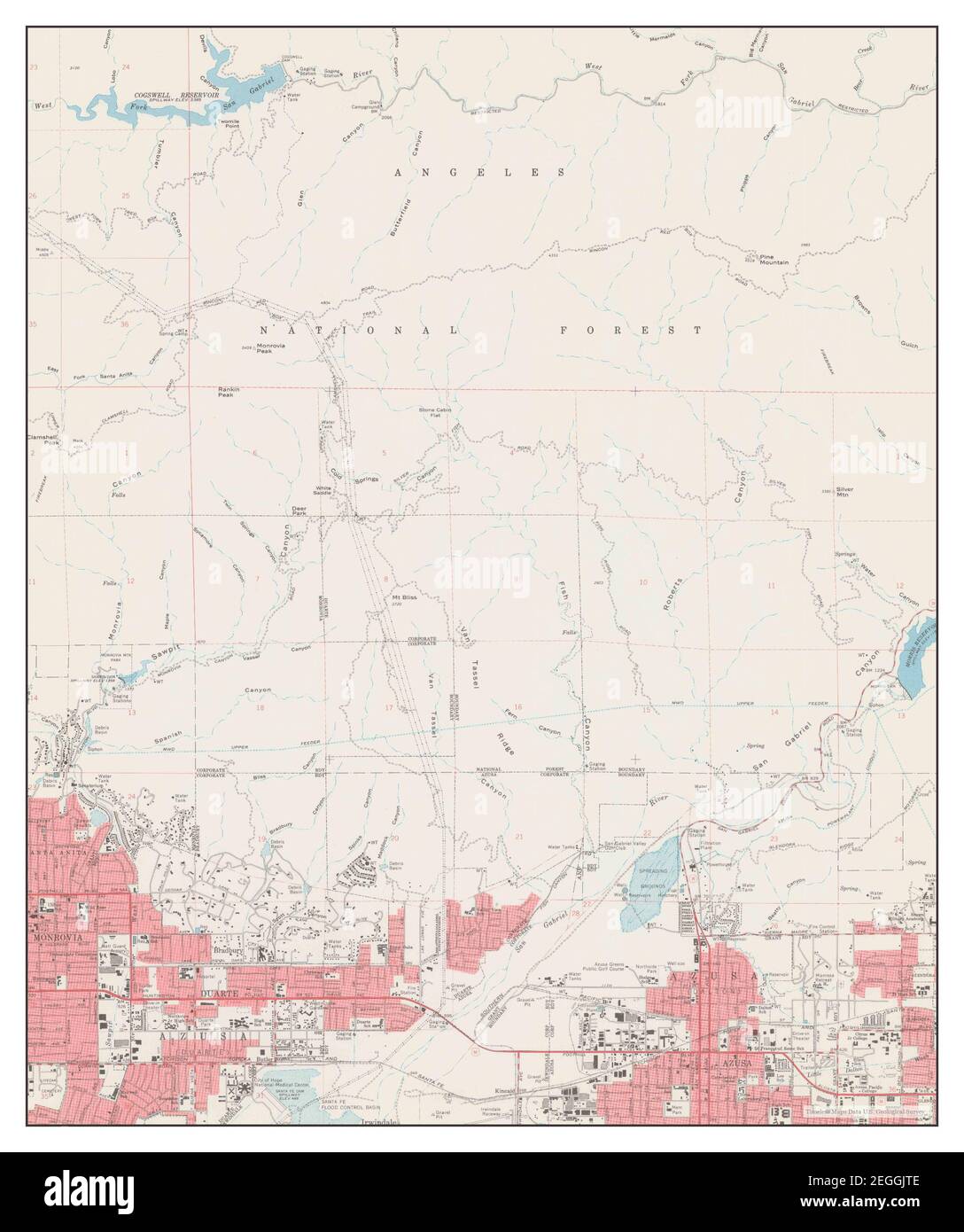 Azusa, California, map 1966, 124000, United States of America by Timeless Maps, data U.S