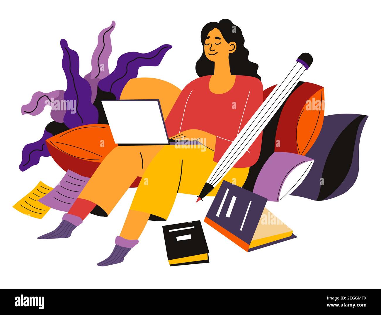 Copywriter creating thought provoking articles Stock Vector