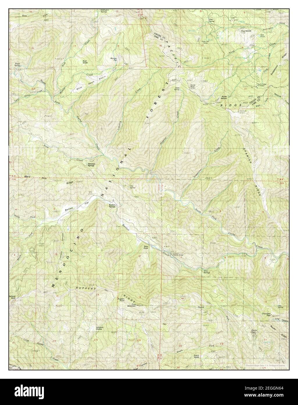 Bartlett Springs, California, map 1989, 1:24000, United States of America by Timeless Maps, data U.S. Geological Survey Stock Photo