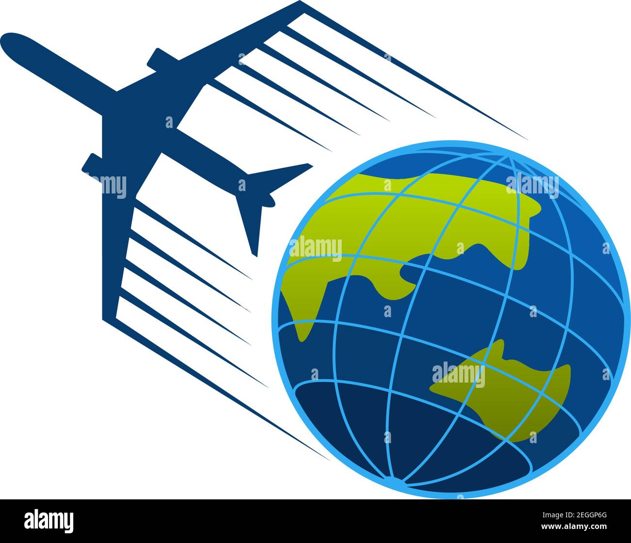 Airplane and world globe icon template for travel agency or air 