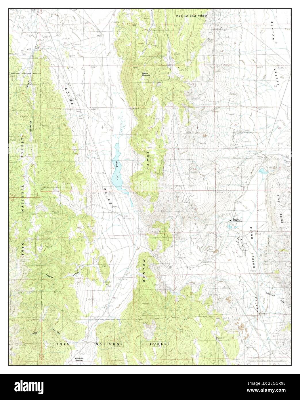 Benton Hot Springs, California, map 1986, 1:24000, United States of America by Timeless Maps, data U.S. Geological Survey Stock Photo