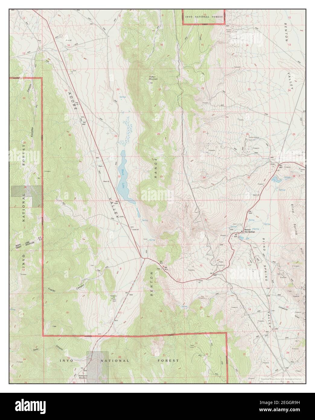 Benton Hot Springs, California, map 1994, 1:24000, United States of America by Timeless Maps, data U.S. Geological Survey Stock Photo