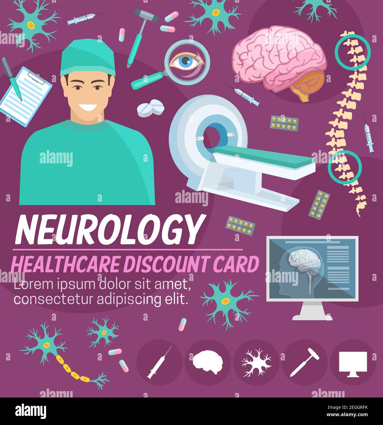 Neurology medicine discount card for hospital or medical clinic design