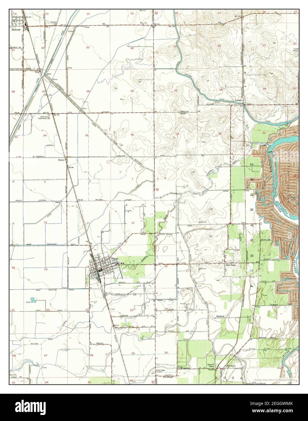 Biggs, California, map 1952, 124000, United States of America by Timeless Maps, data U.S