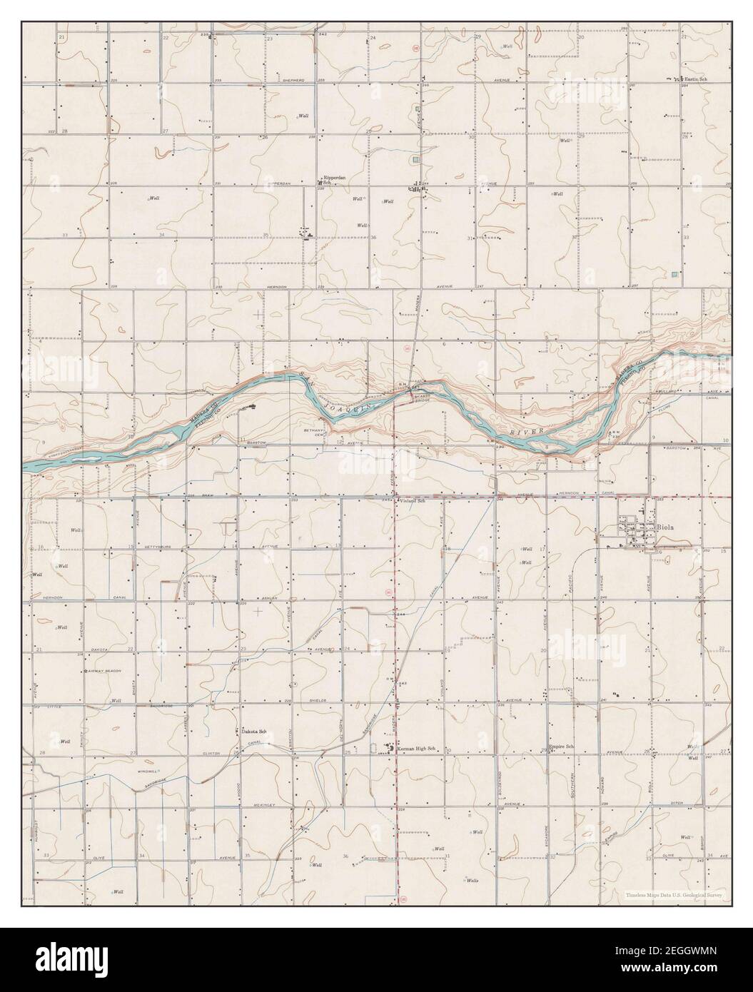 Biola, California, map 1946, 124000, United States of America by