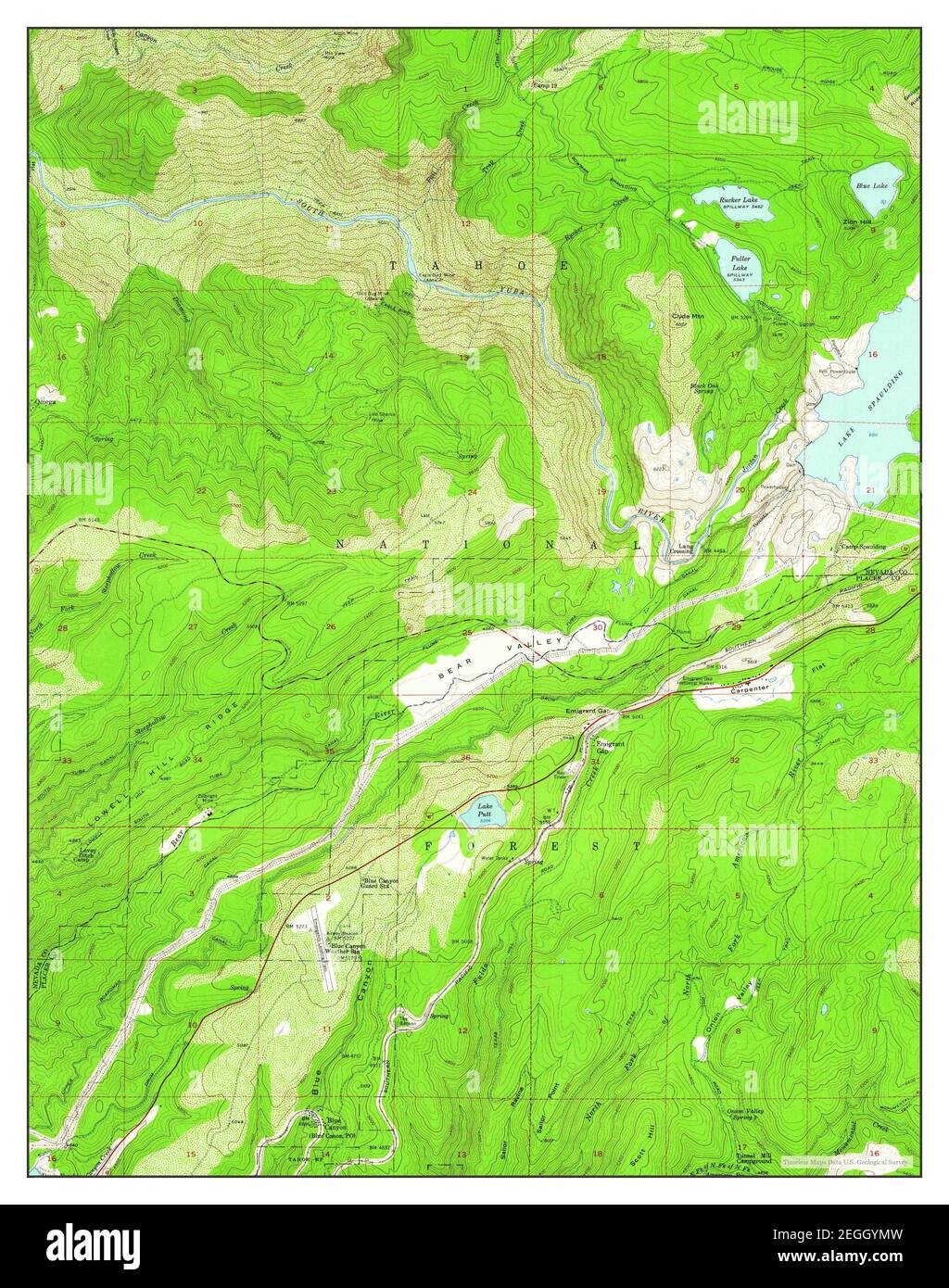 Blue Canyon, California, map 1955, 124000, United States of America by