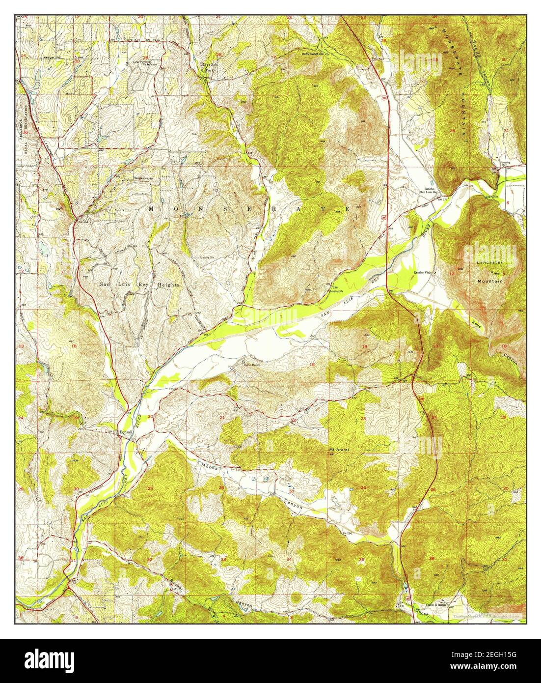 Bonsall, California, map 1948, 124000, United States of America by