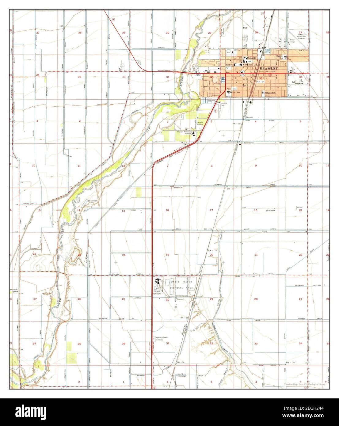Brawley, California, map 1957, 124000, United States of America by