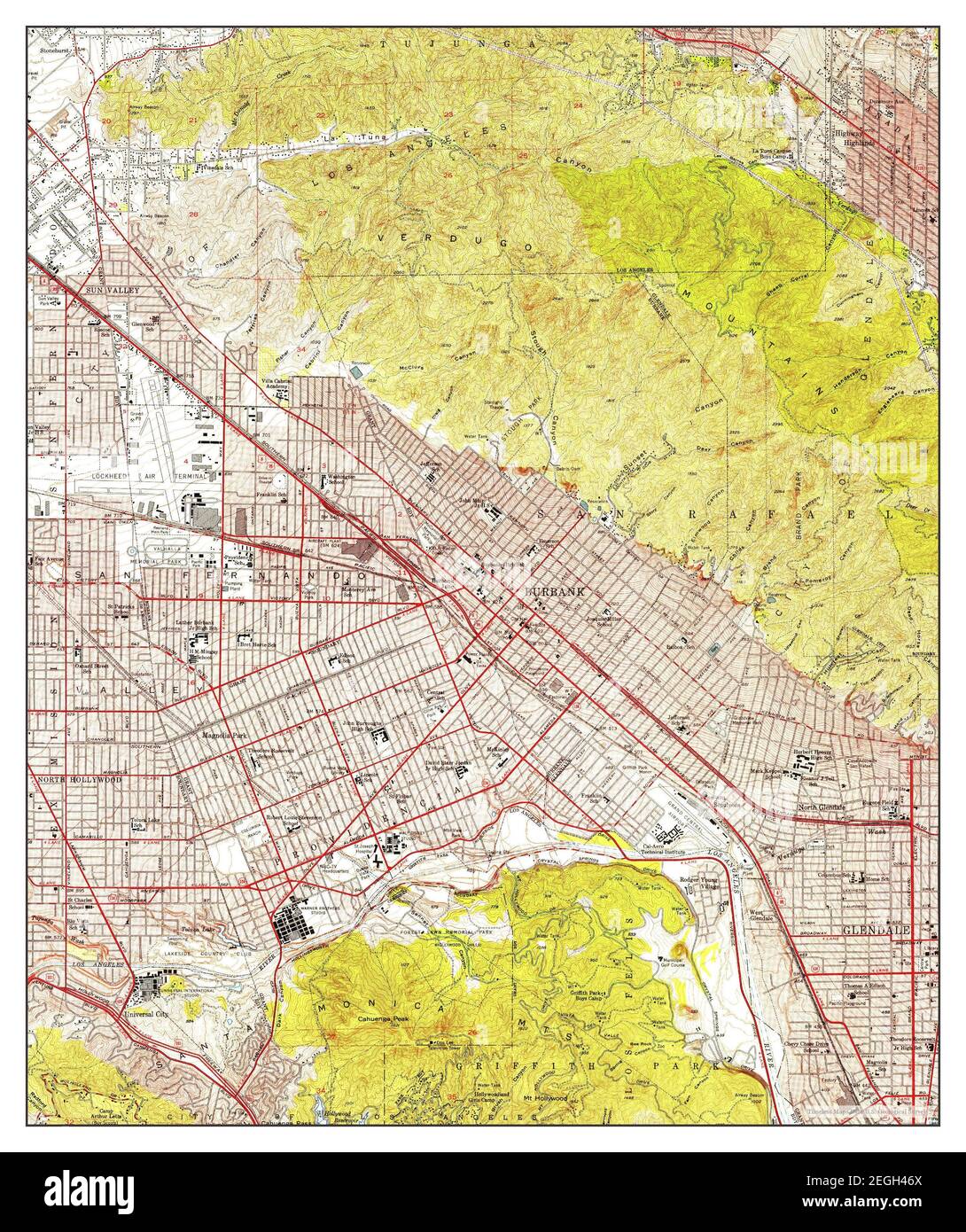 Burbank, California, map 1953, 124000, United States of America by