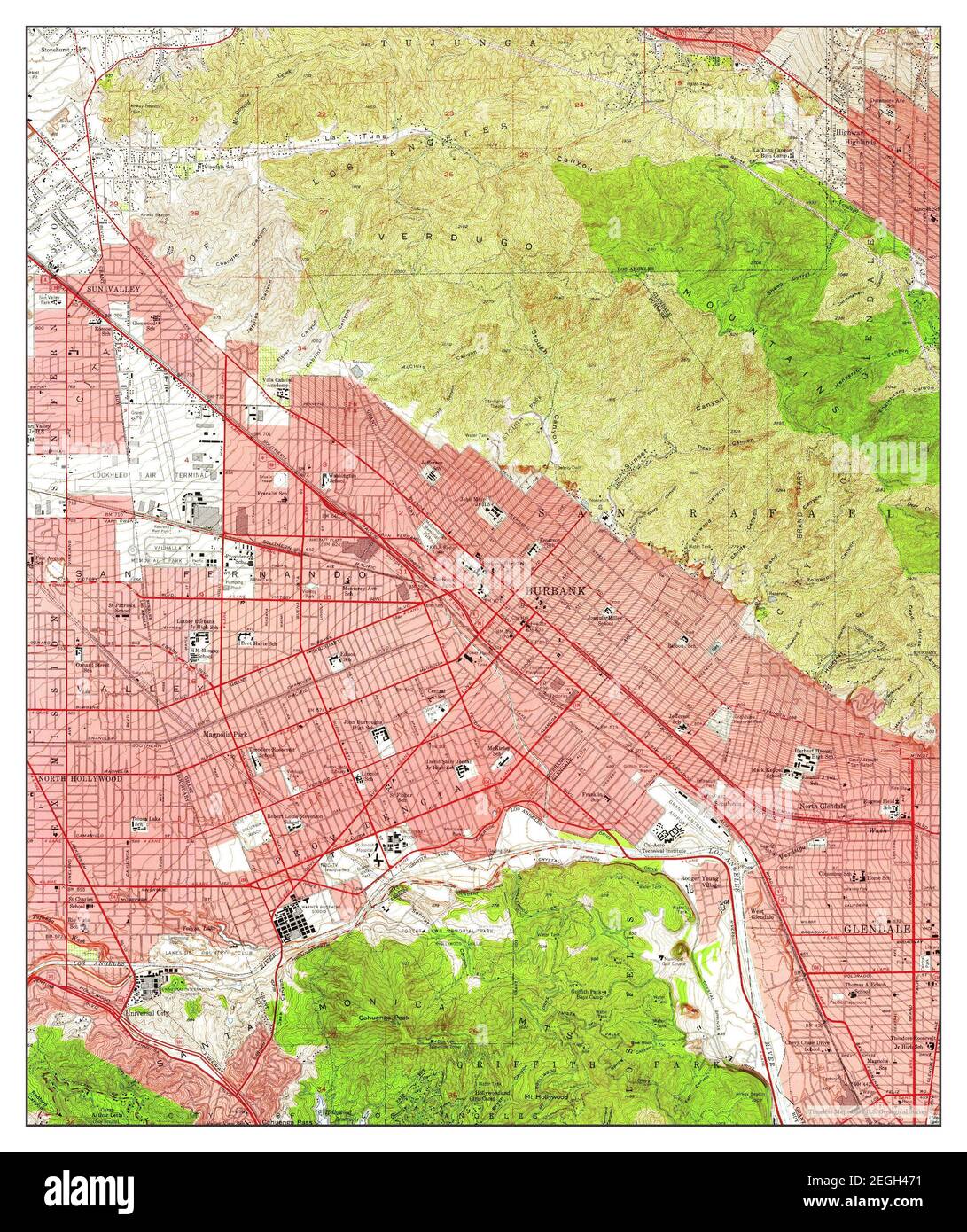 Burbank, California, map 1953, 124000, United States of America by