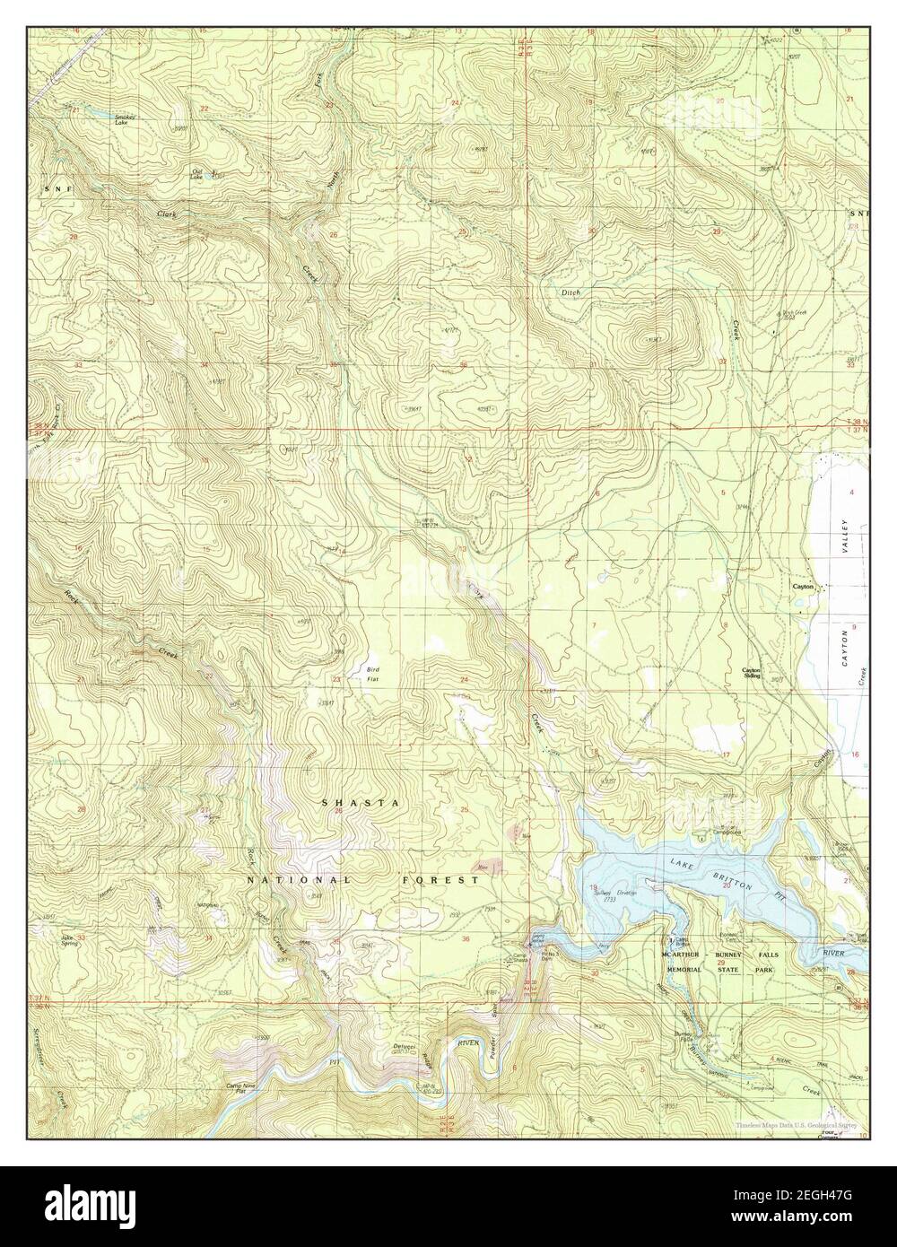 Burney Falls, California, map 1990, 124000, United States of America