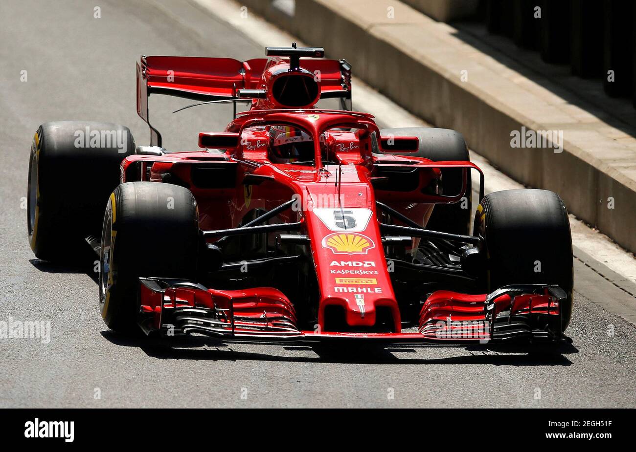Formula One F1 - British Grand Prix - Silverstone Circuit, Silverstone,  Britain - July 7, 2018 Ferrari's Sebastian Vettel drives in the pit lane  during qualifying REUTERS/Andrew Yates Stock Photo - Alamy