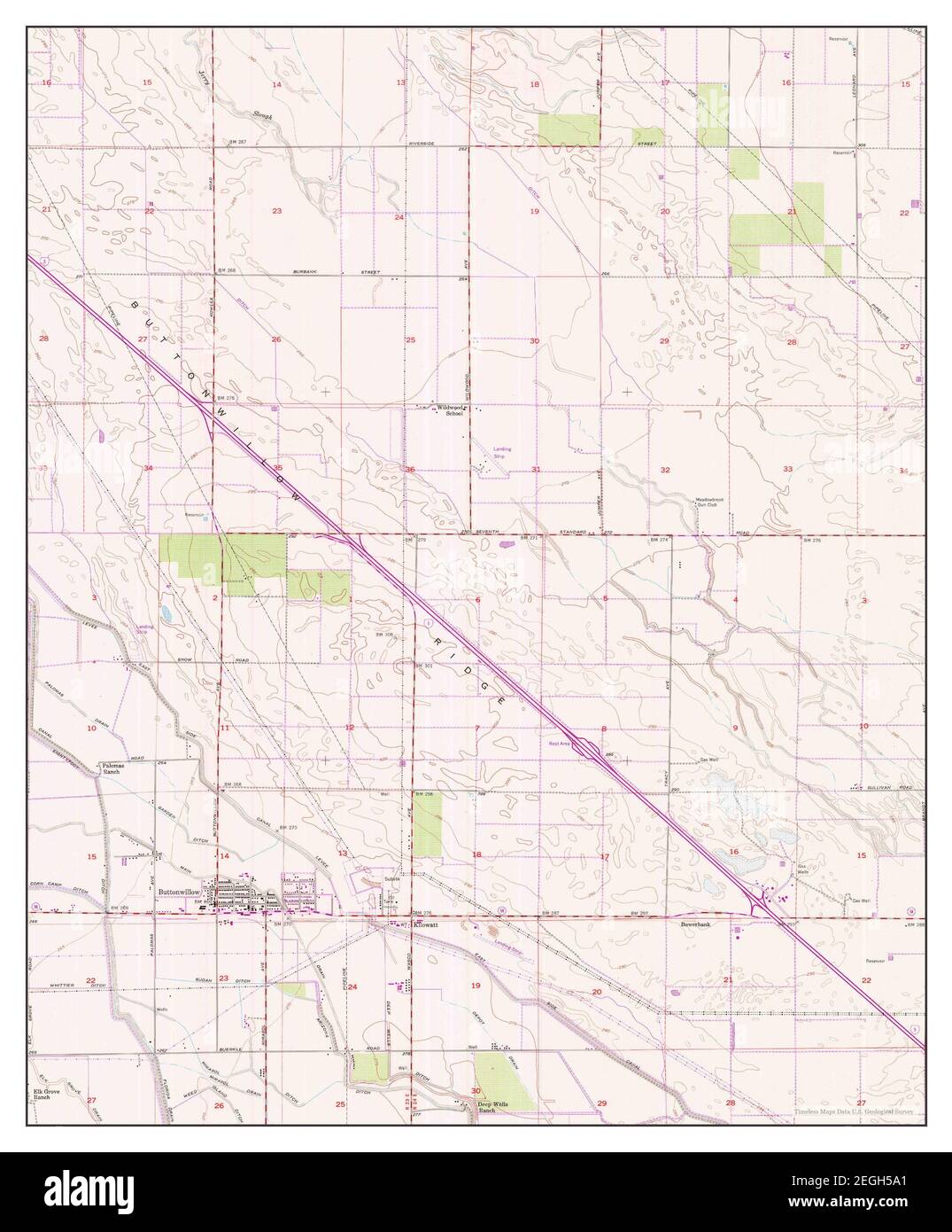 Buttonwillow, California, map 1954, 124000, United States of America