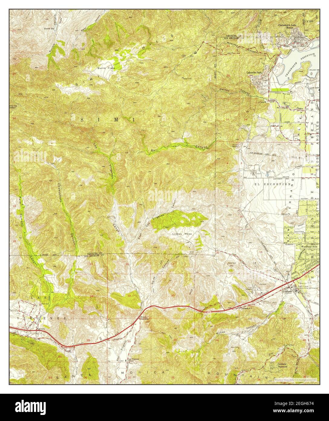 Calabasas, California, map 1952, 124000, United States of America by