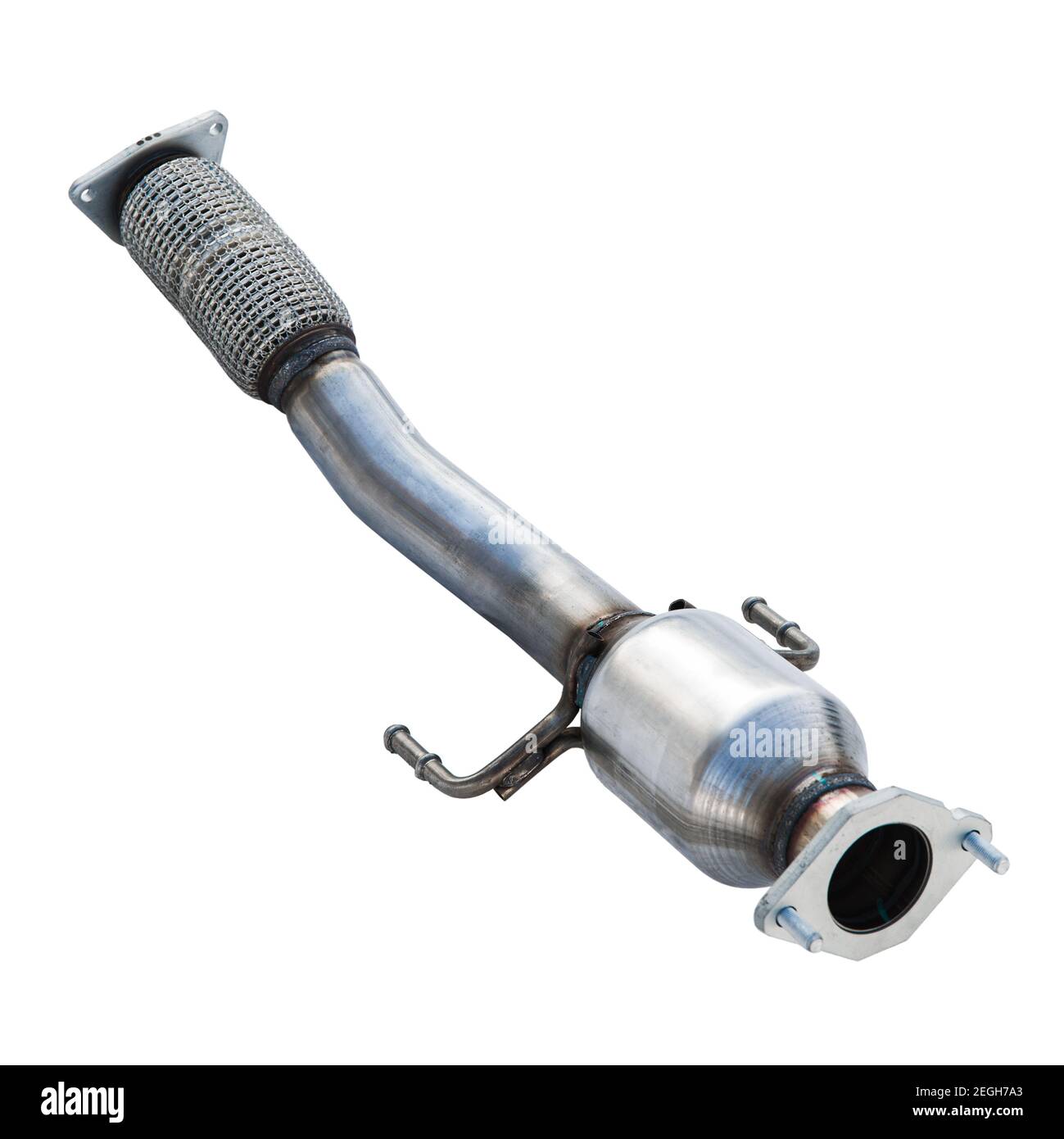 car exhaust system with catalytic converter on white background Stock Photo  - Alamy