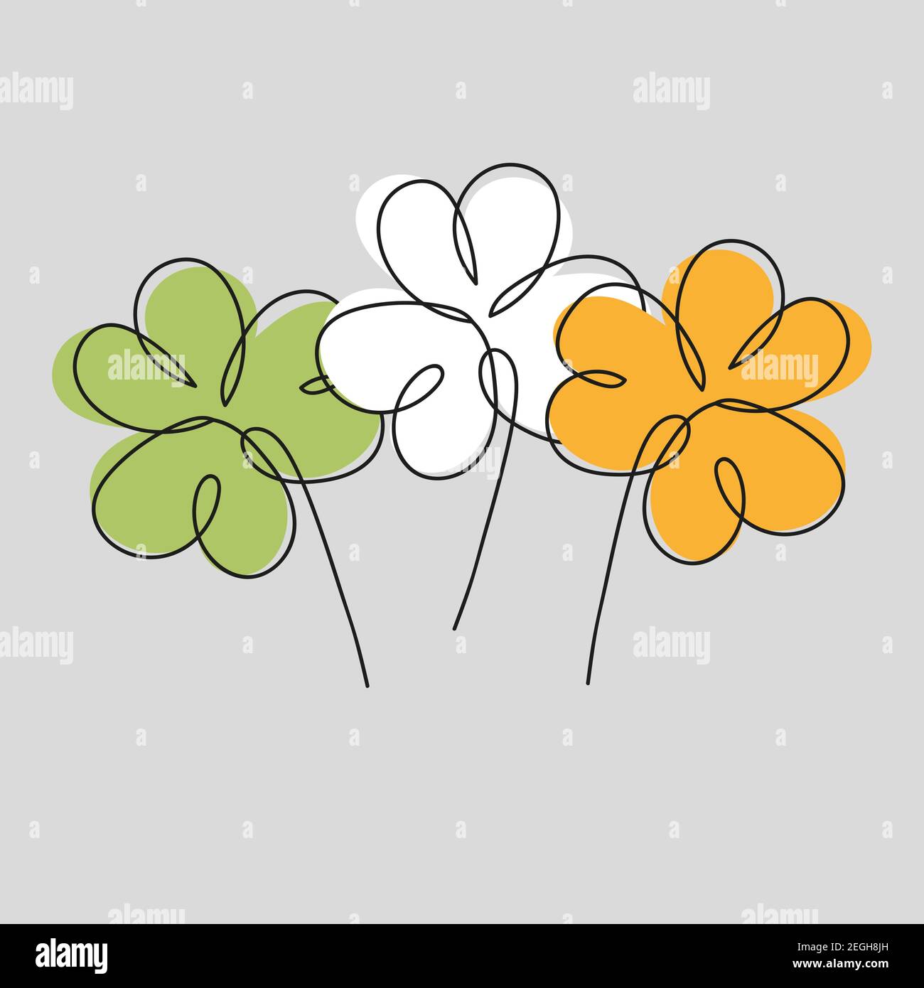 Three clovers painted in the color of ireland. St patrick day print on grey  Stock Vector Image & Art - Alamy