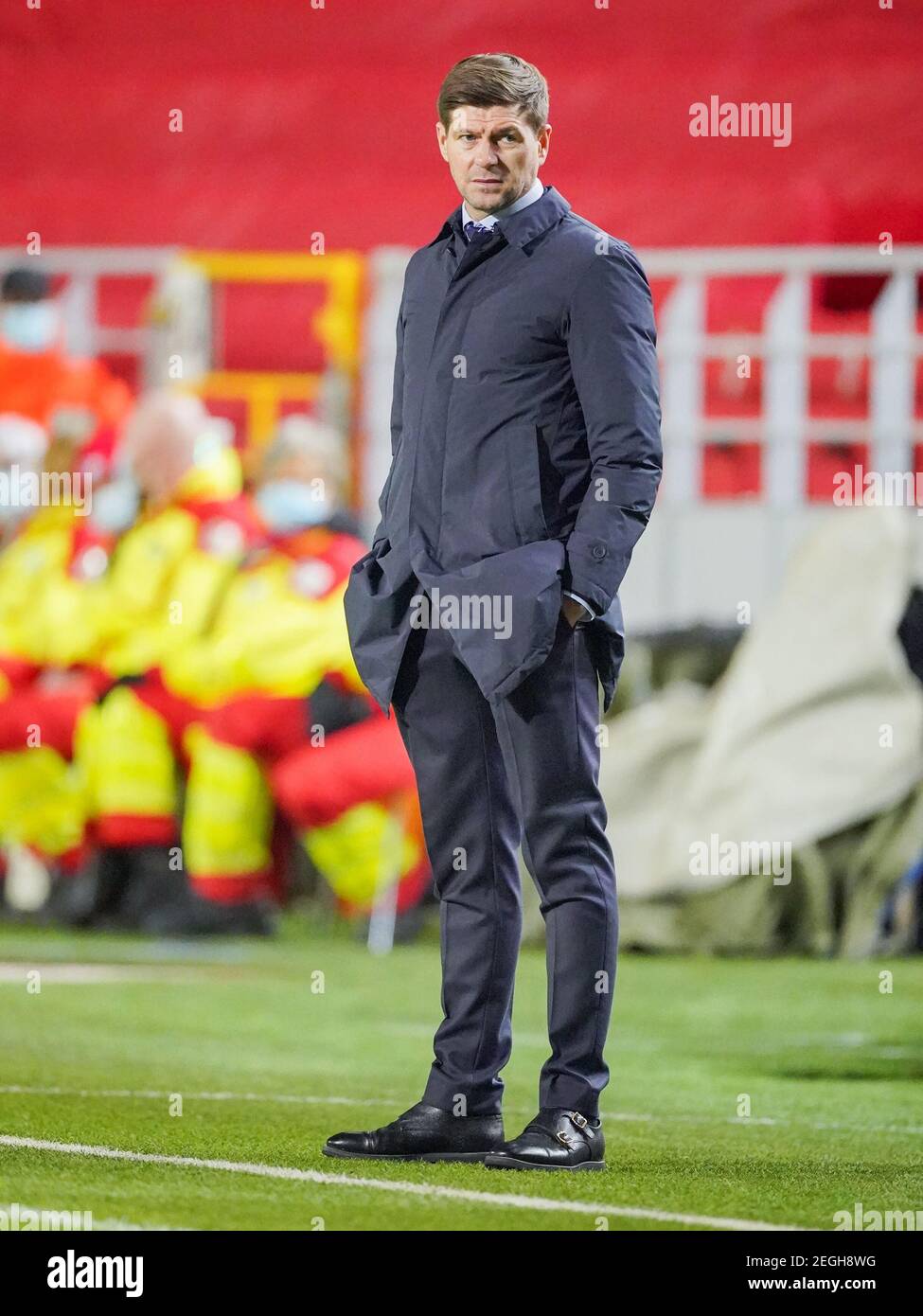 LILLE, FRANCE - FEBRUARY 18: coach Steven Gerrard of Rangers FC during the UEFA Europa League match between Lille OSC and Ajax at Stade Pierre Mauroy Stock Photo