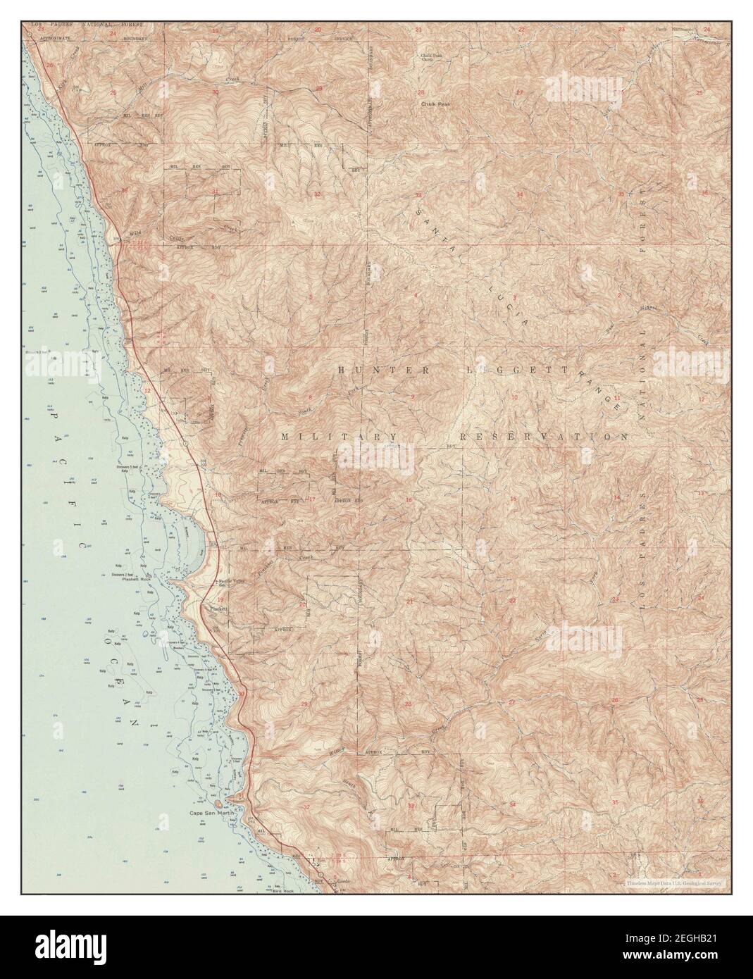 Cape San Martin, California, map 1949, 1:24000, United States of America by Timeless Maps, data U.S. Geological Survey Stock Photo