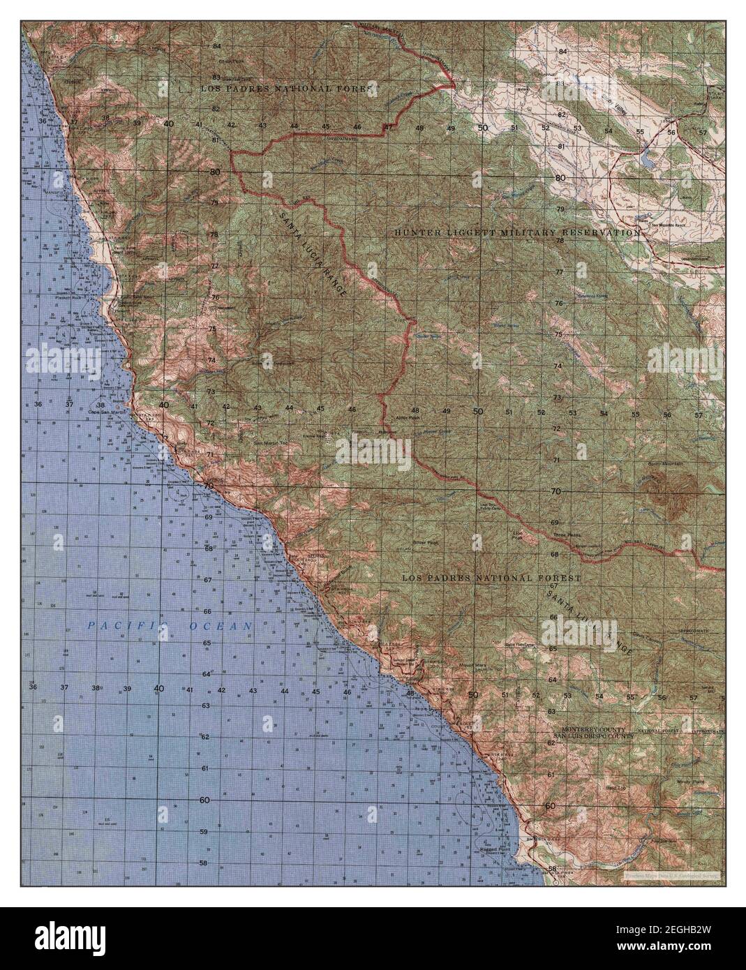 Cape San Martin, California, map 1962, 1:50000, United States of America by Timeless Maps, data U.S. Geological Survey Stock Photo