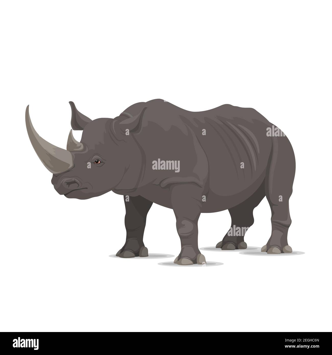 Rhinoceros wild animal vector icon side view. Wild wapiti mammal rhinoceros  species for wildlife fauna and zoology or hunting sport team trophy symbol  Stock Vector Image & Art - Alamy