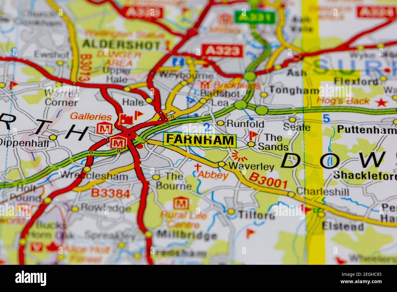 Map Of Farnham And Surrounding Area Farnham And Surrounding Areas Shown On A Road Map Or Geography Map Stock  Photo - Alamy