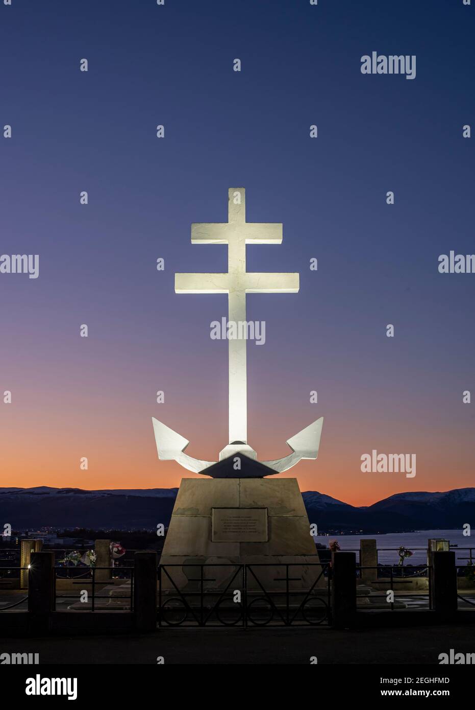 Lyle Hill in Greenock, The Free French Memorial Cross, Scotland Stock Photo