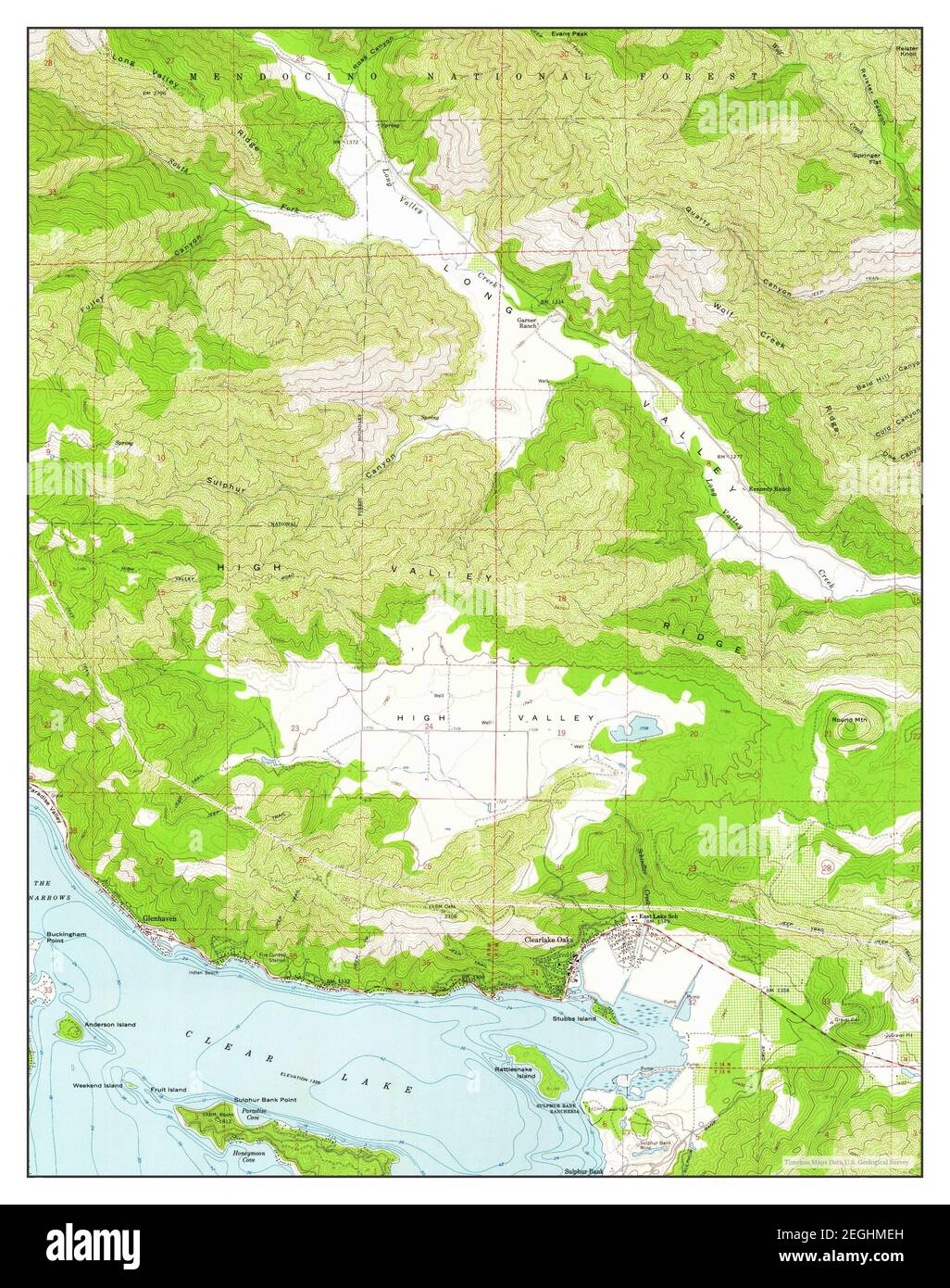 Clearlake Oaks, California, map 1958, 1:24000, United States of America by Timeless Maps, data U.S. Geological Survey Stock Photo