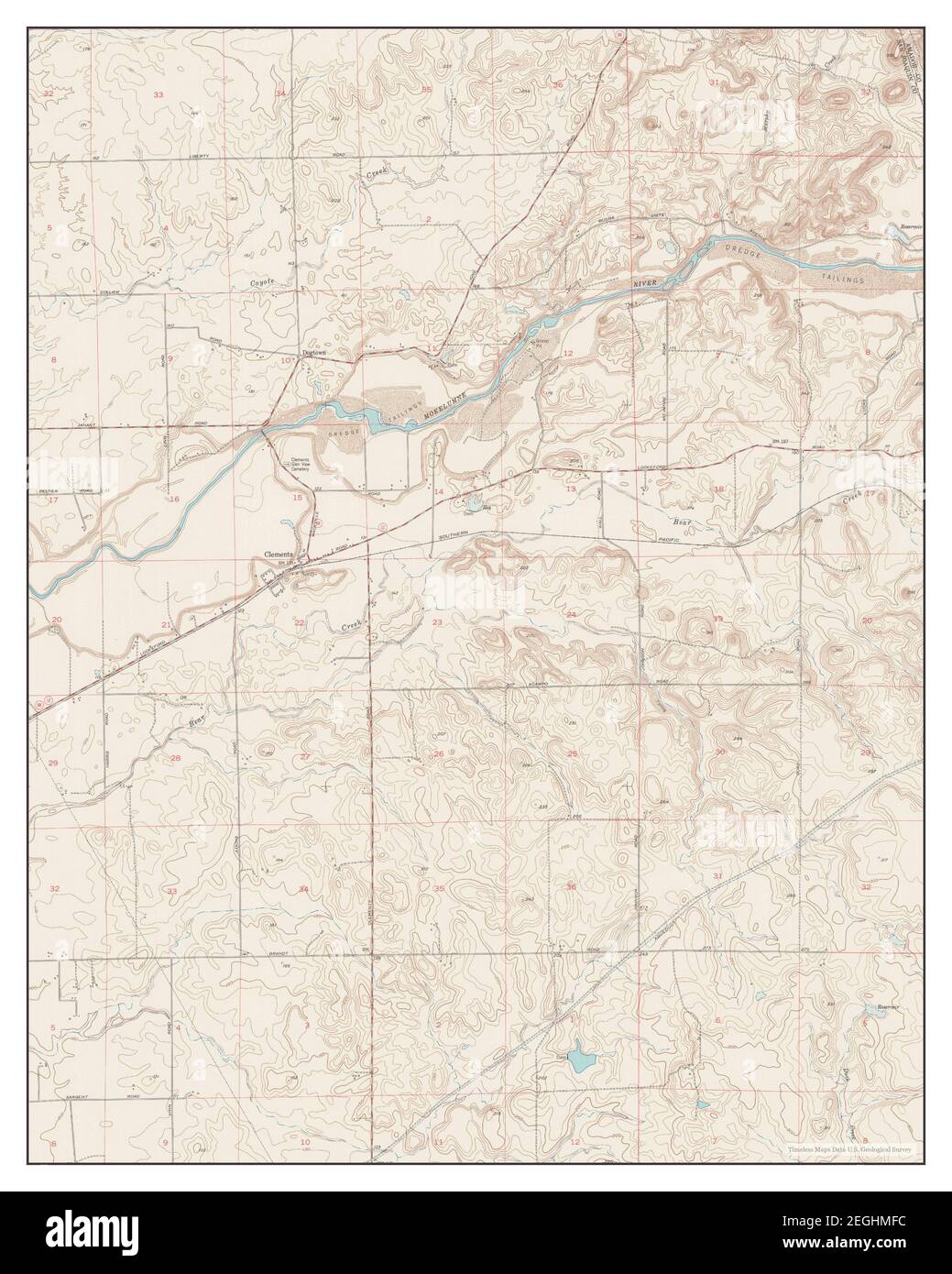 Clements, California, map 1952, 124000, United States of America by
