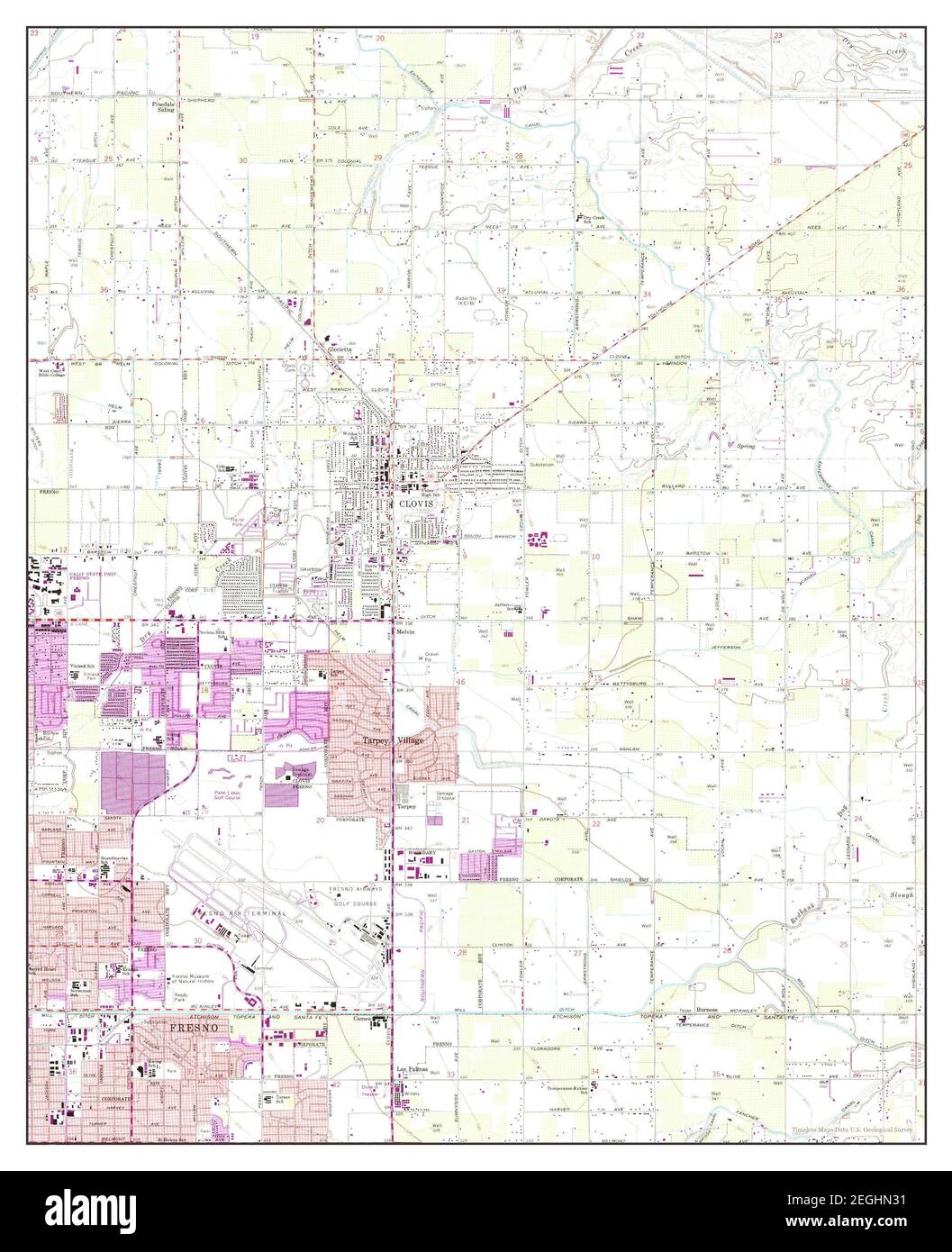 Clovis, California, map 1964, 124000, United States of America by