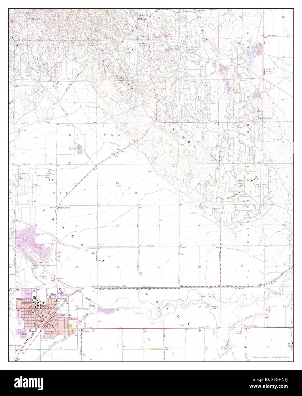 Coalinga, California, Map 1956, 1:24000, United States Of America By 