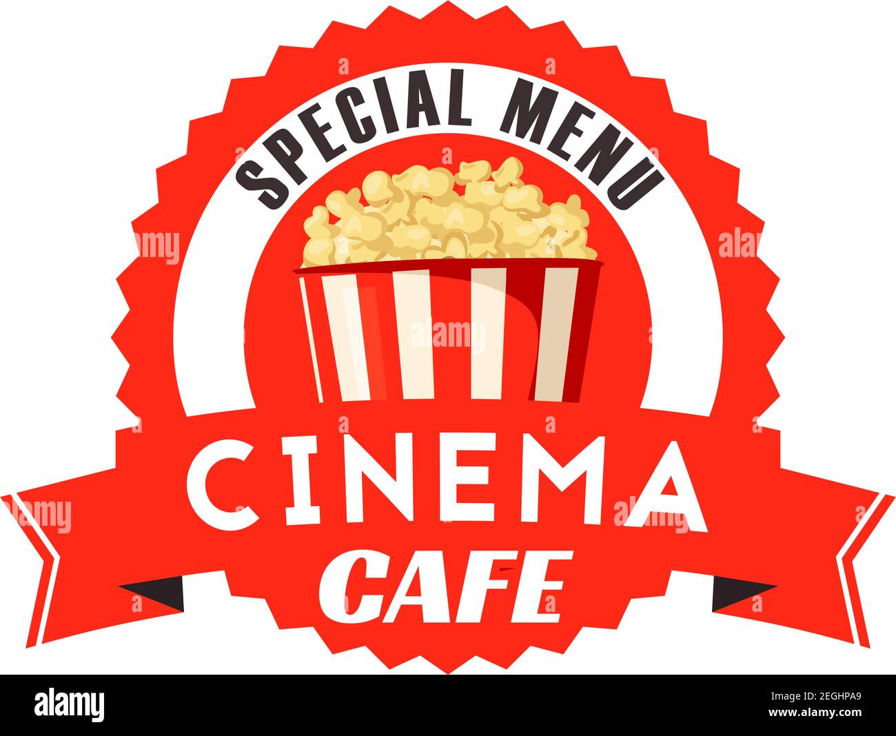Pop corn box icon for cinema cafe or movie theater bistro menu design