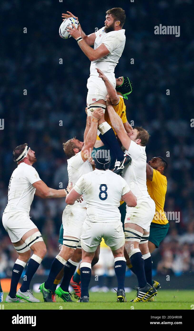 Rugby Union - England v Australia - IRB Rugby World Cup 2015 Pool A - Twickenham Stadium, London, England - 3/10/15  England's Geoff Parling wins a lineout  Reuters / Andrew Winning  Livepic Stock Photo