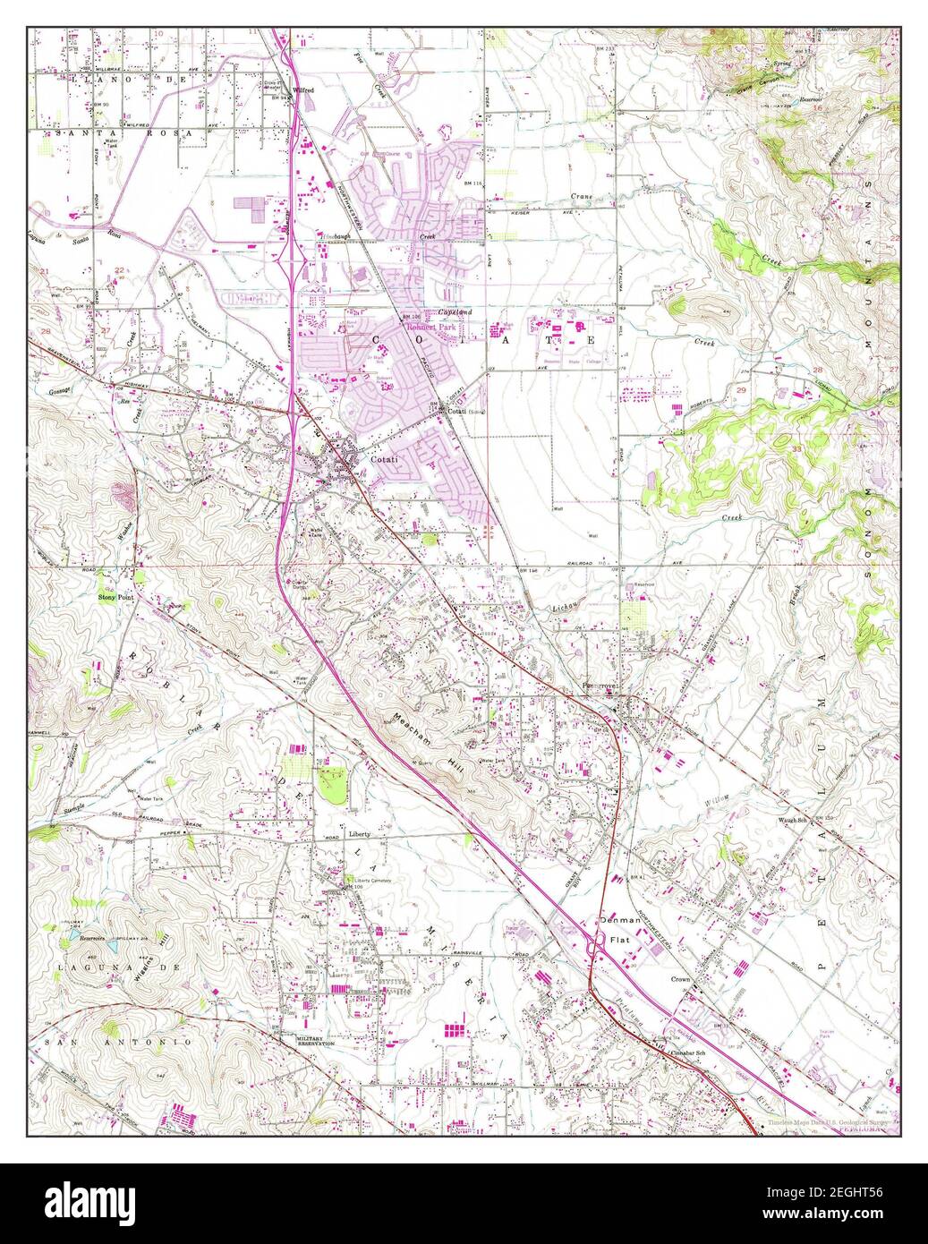 Cotati, California, map 1954, 124000, United States of America by Timeless Maps, data U.S