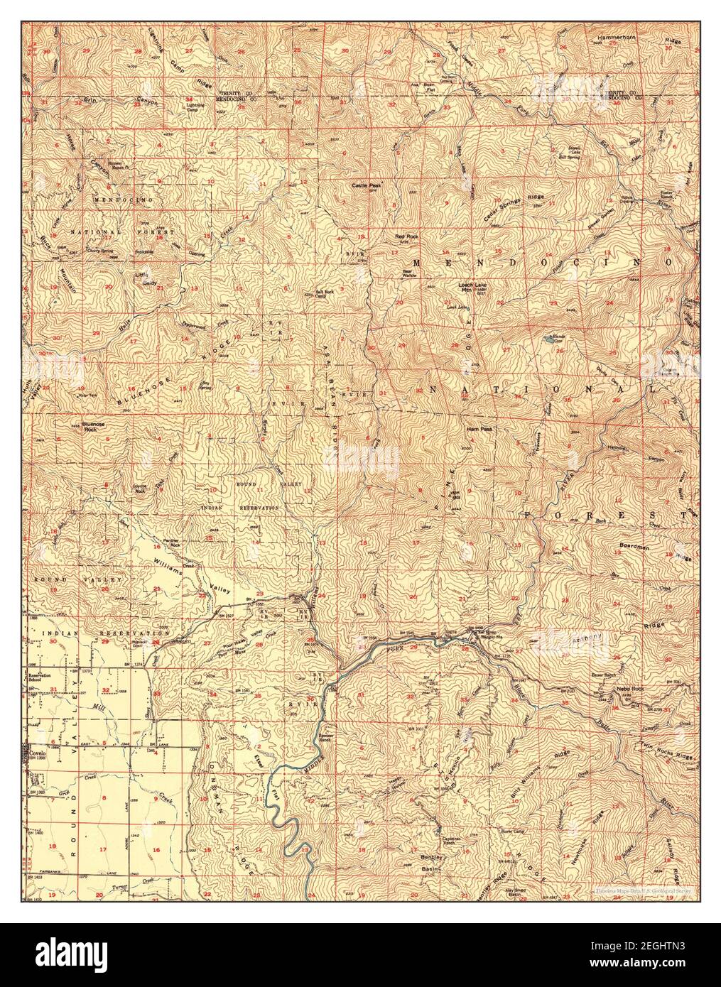 Covelo, California, map 1952, 162500, United States of America by