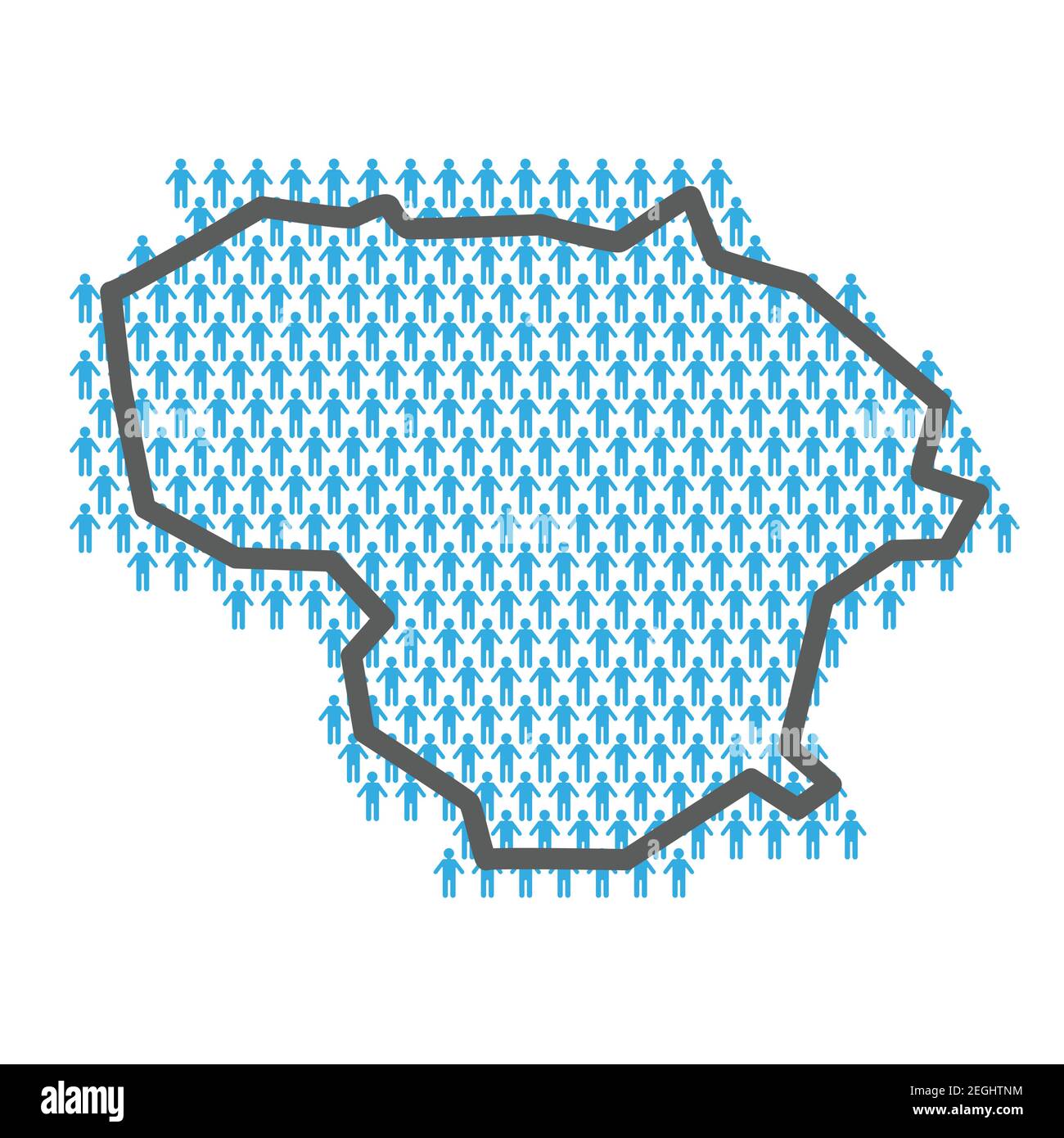 Lithuania population map. Country outline made from people figures Stock Vector