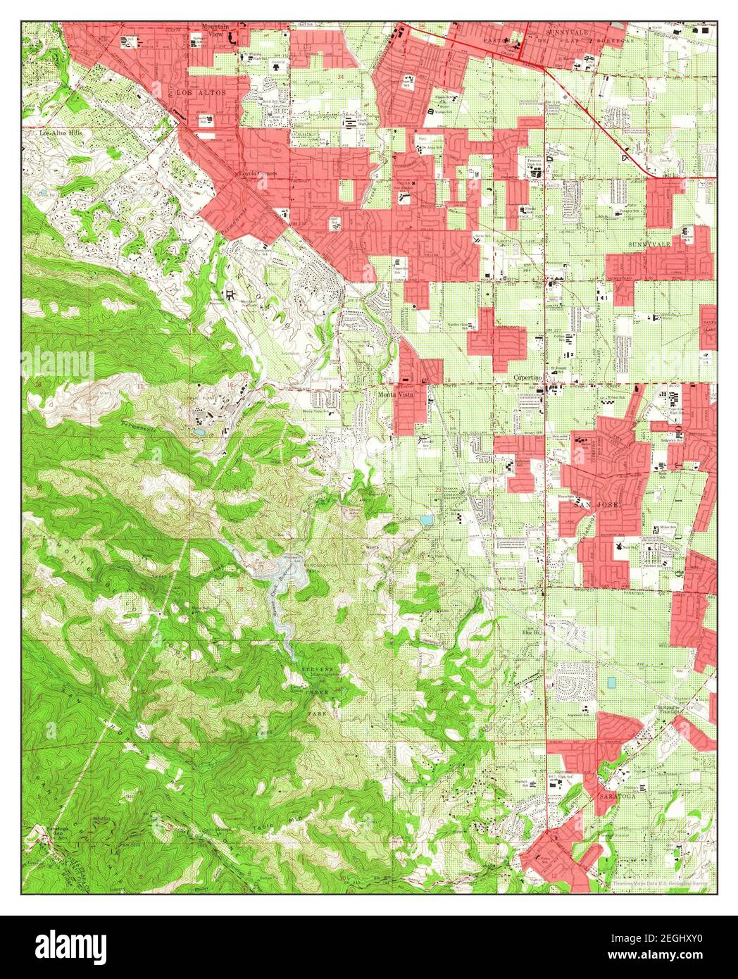 Cupertino, California, map 1961, 124000, United States of America by Timeless Maps, data U.S
