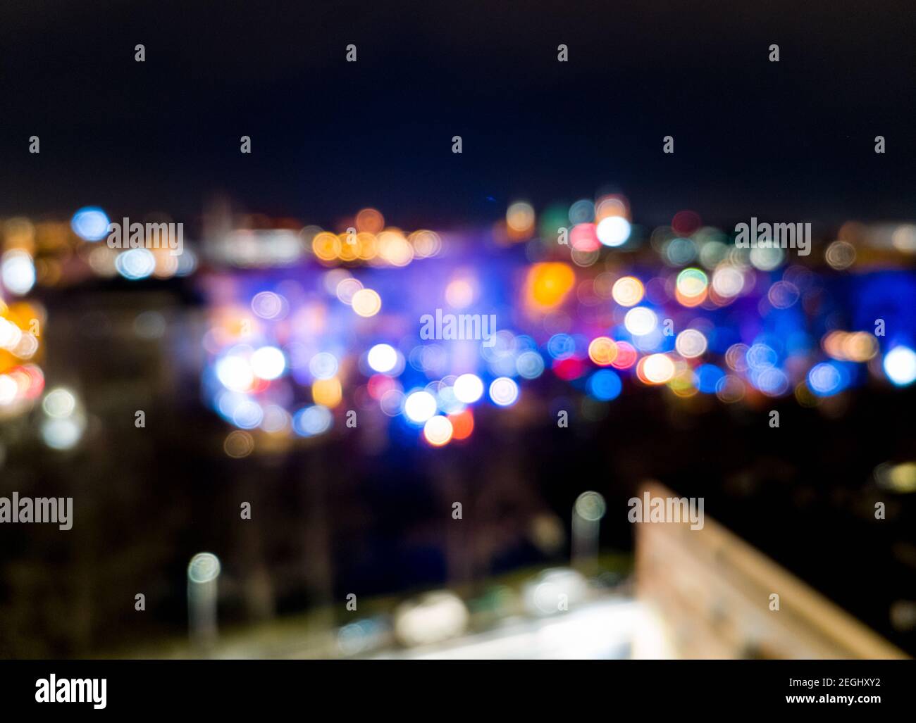 Abstract background made of colorful bokeh city lights at night Stock Photo