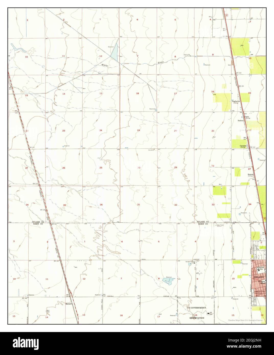 Delano West, California, map 1954, 124000, United States of America by