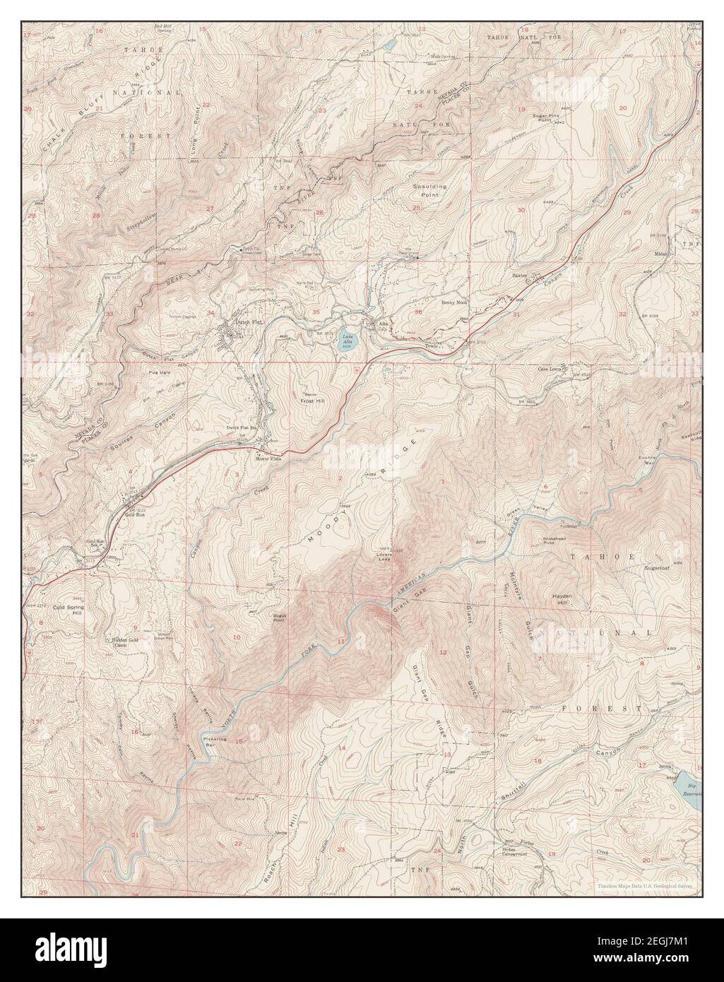 Dutch Flat, California, map 1950, 124000, United States of America by