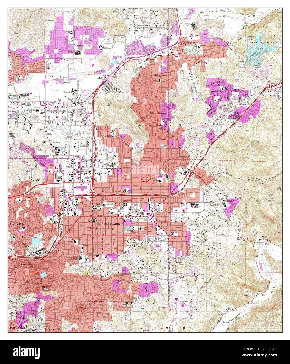El Cajon, California, map 1967, 124000, United States of America by Timeless Maps, data U.S