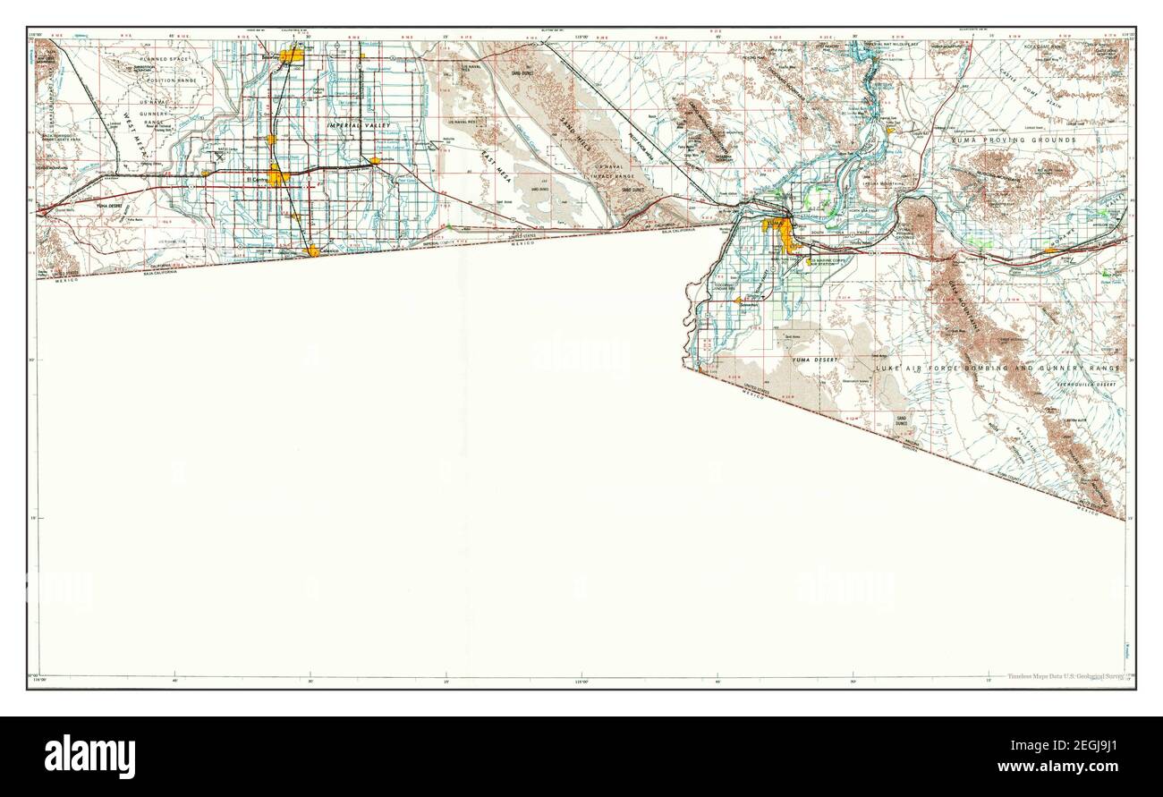 El Centro, California, map 1958, 1:250000, United States of America by Timeless Maps, data U.S ...