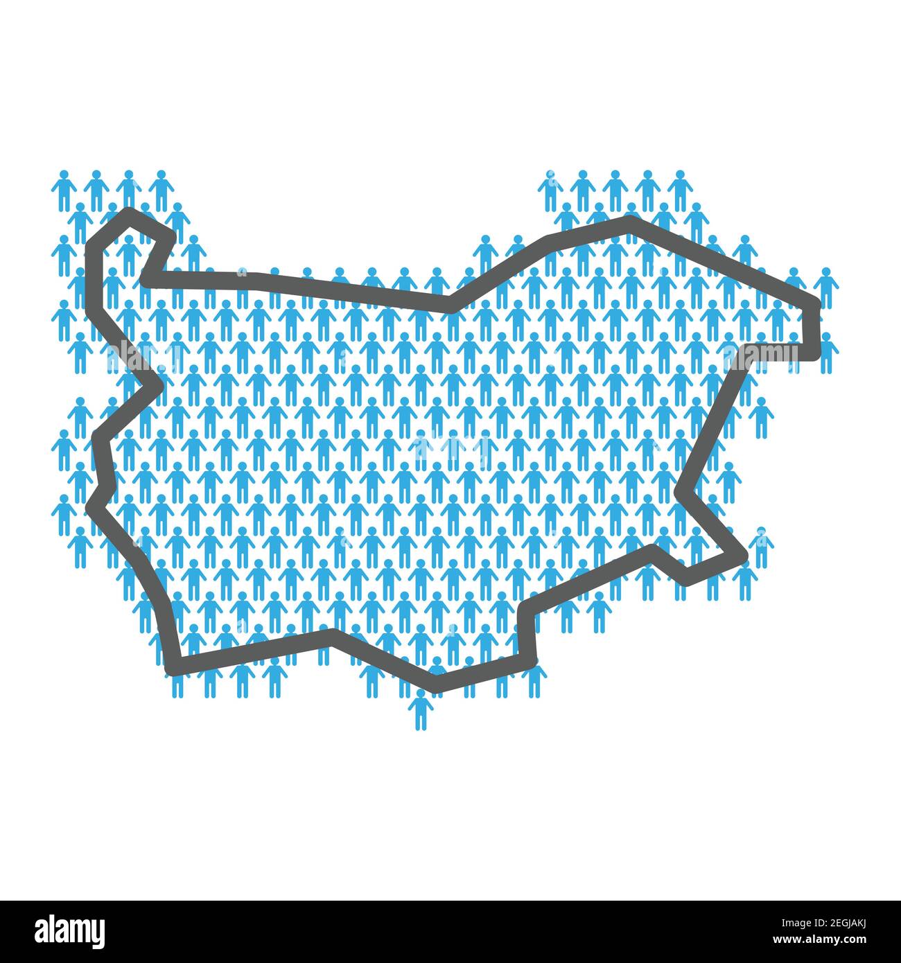 Bulgaria population map. Country outline made from people figures Stock