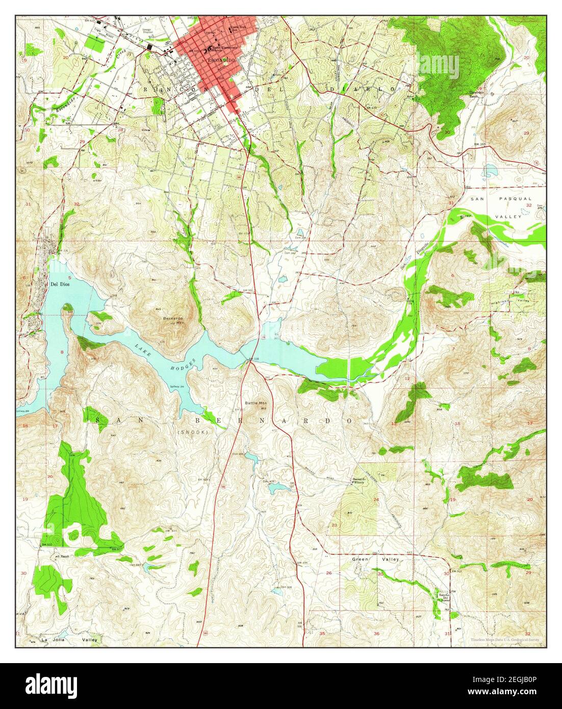 Escondido, California, map 1948, 124000, United States of America by Timeless Maps, data U.S