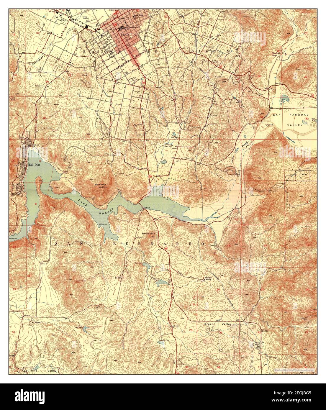 Escondido, California, map 1949, 124000, United States of America by Timeless Maps, data U.S