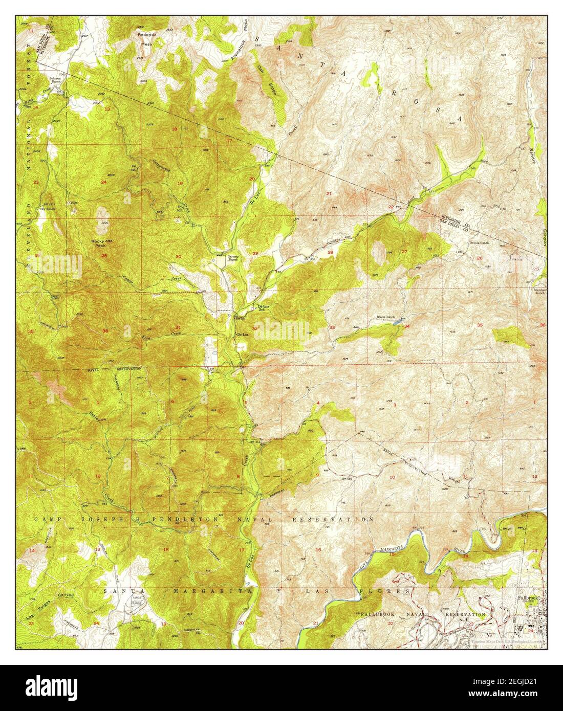 Fallbrook, California, map 1949, 124000, United States of America by
