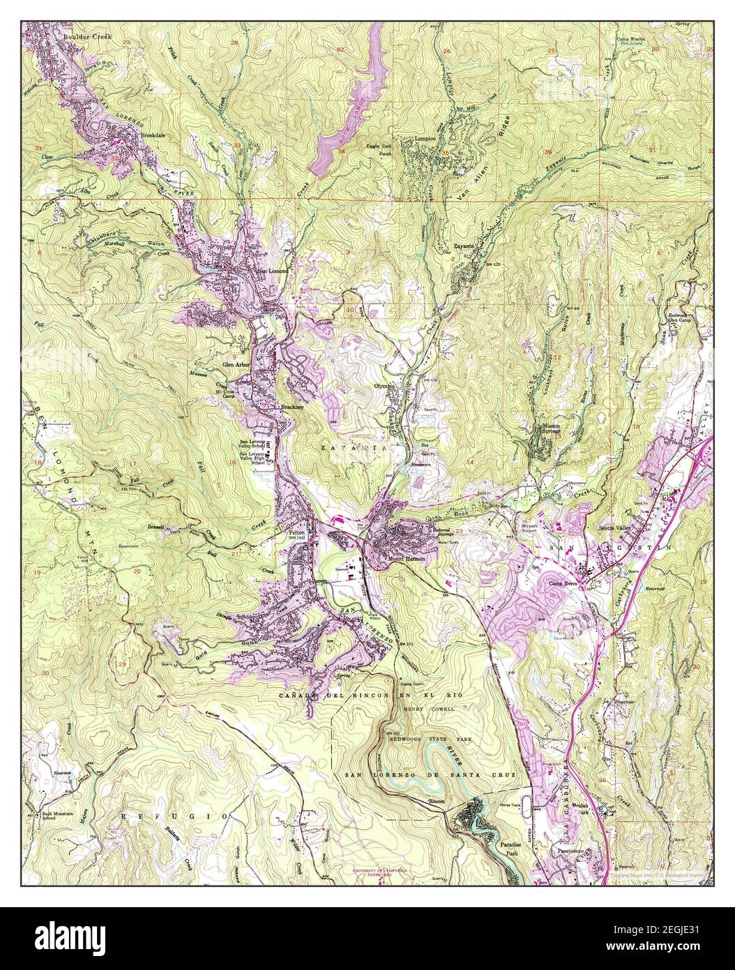 Felton, California, map 1955, 124000, United States of America by Timeless Maps, data U.S