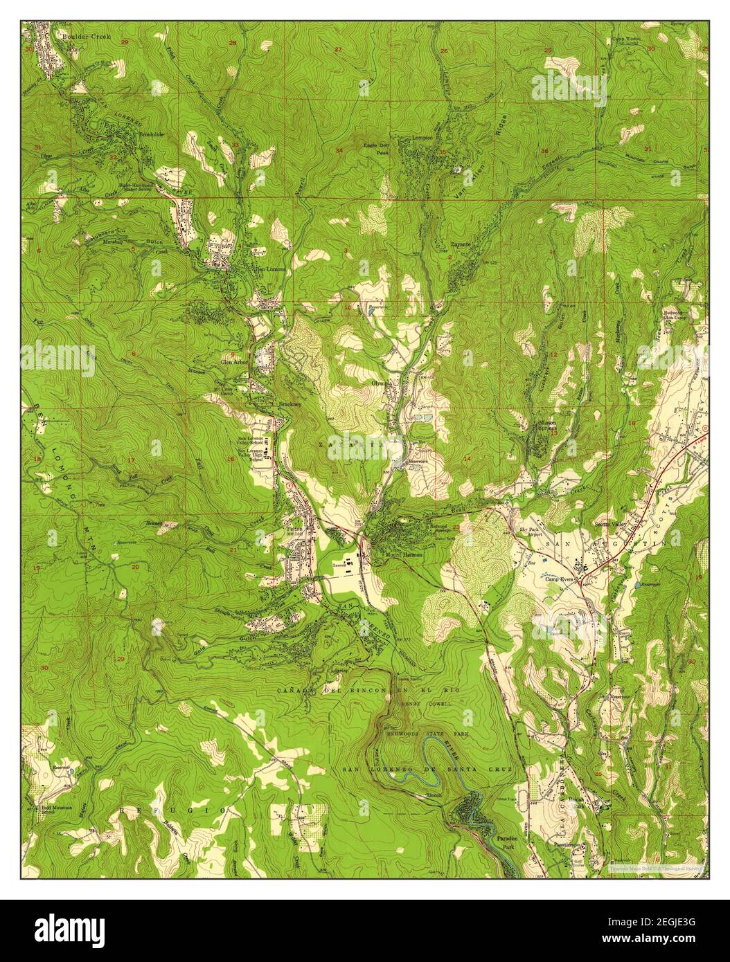 Felton, California, map 1955, 124000, United States of America by Timeless Maps, data U.S